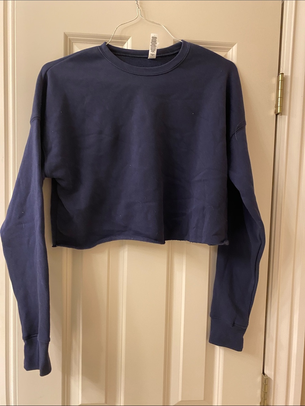 Bella Canvas Cropped Navy Blue Crewneck Sweatshirt
